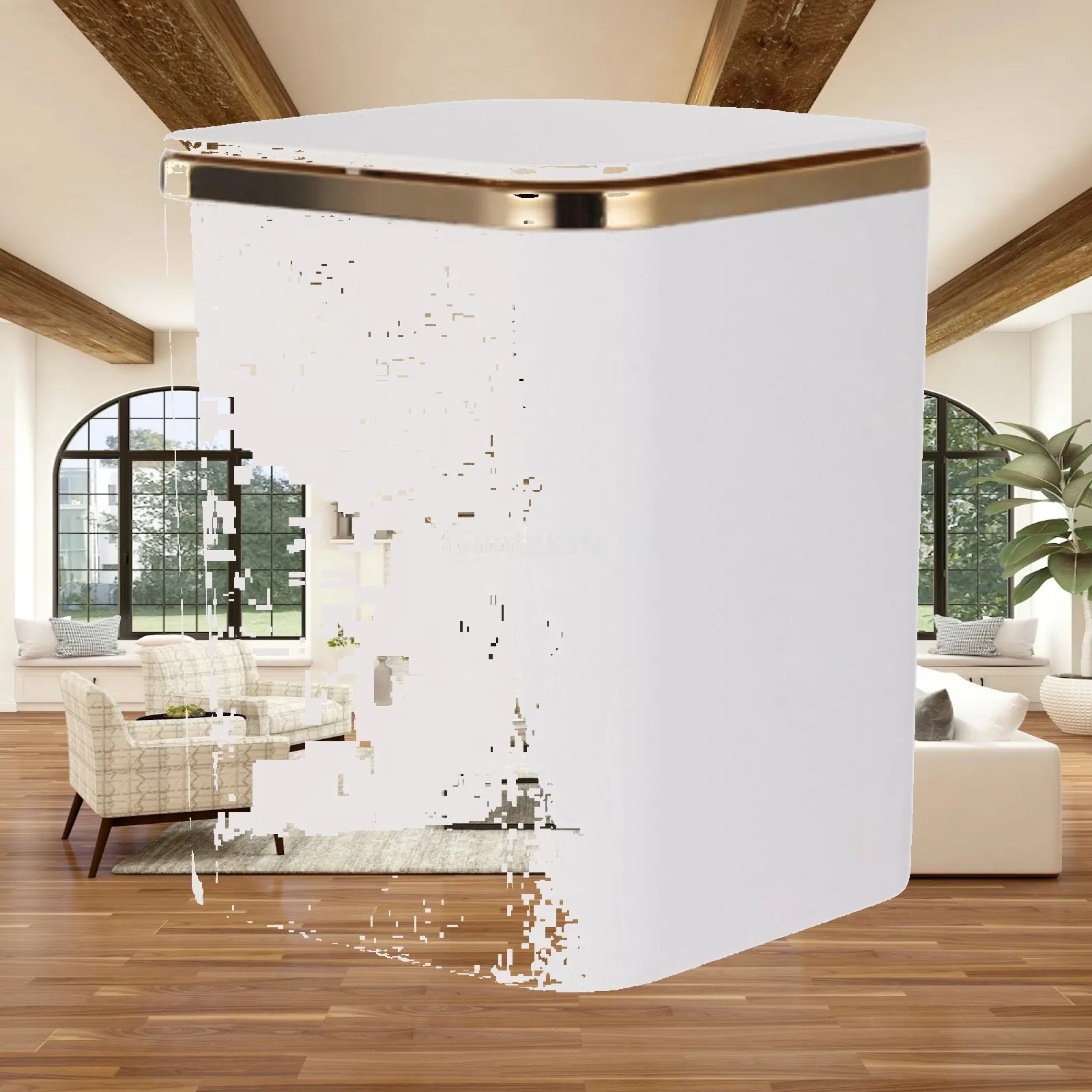 Small Trash Can Waste Paper Bucket Press Type Desktop Garbage Basket with Lid for Living Room Home Dressing Table Bathroom Wall