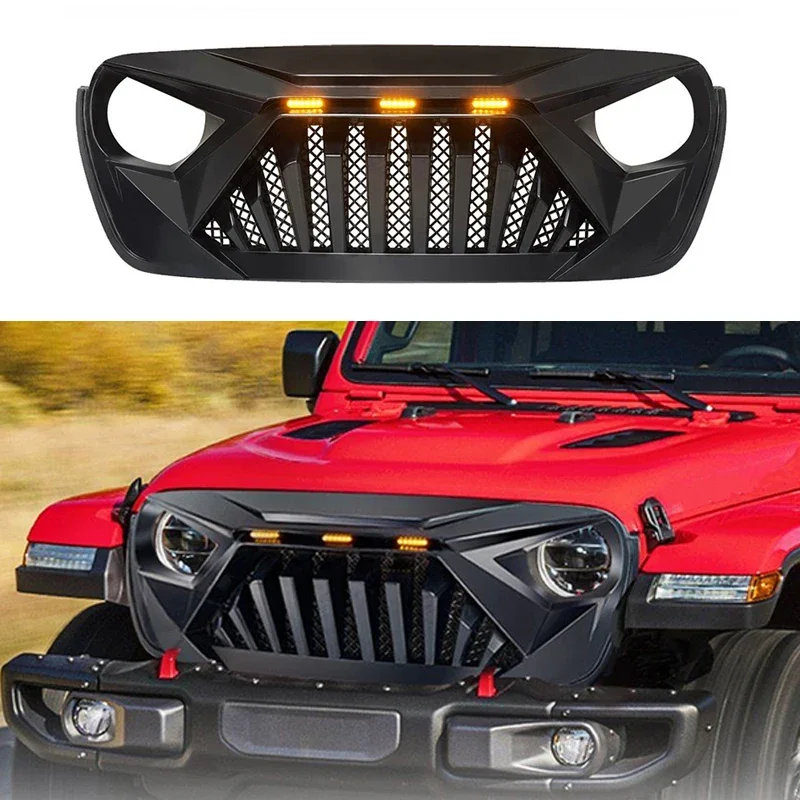 4x4 ACCESSORIES MODIFIED FRONT RACING GRILLE  FIT FOR JEEP WRANGLER JL & GLADIATOR JT 2018-2022  BUMPER GRILLS MASK COVER