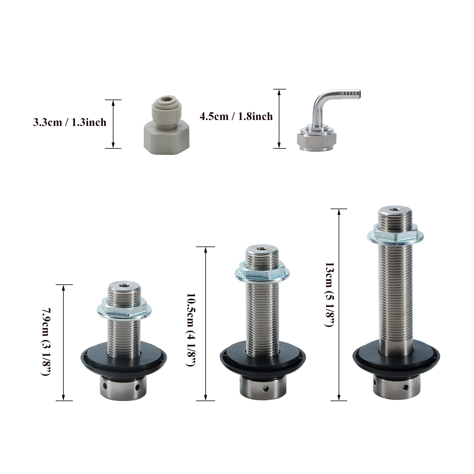 Stainless Steel Beer Shank Assembly with 1/4\