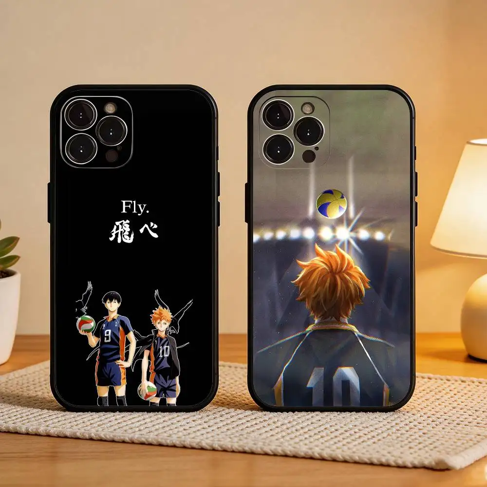 H-Haikyuu Volleyball Japan Anime Phone Case For iPhone17,16,15,14,13,12Plus,Pro Max,XS,5G Soft Silicone Black Cover