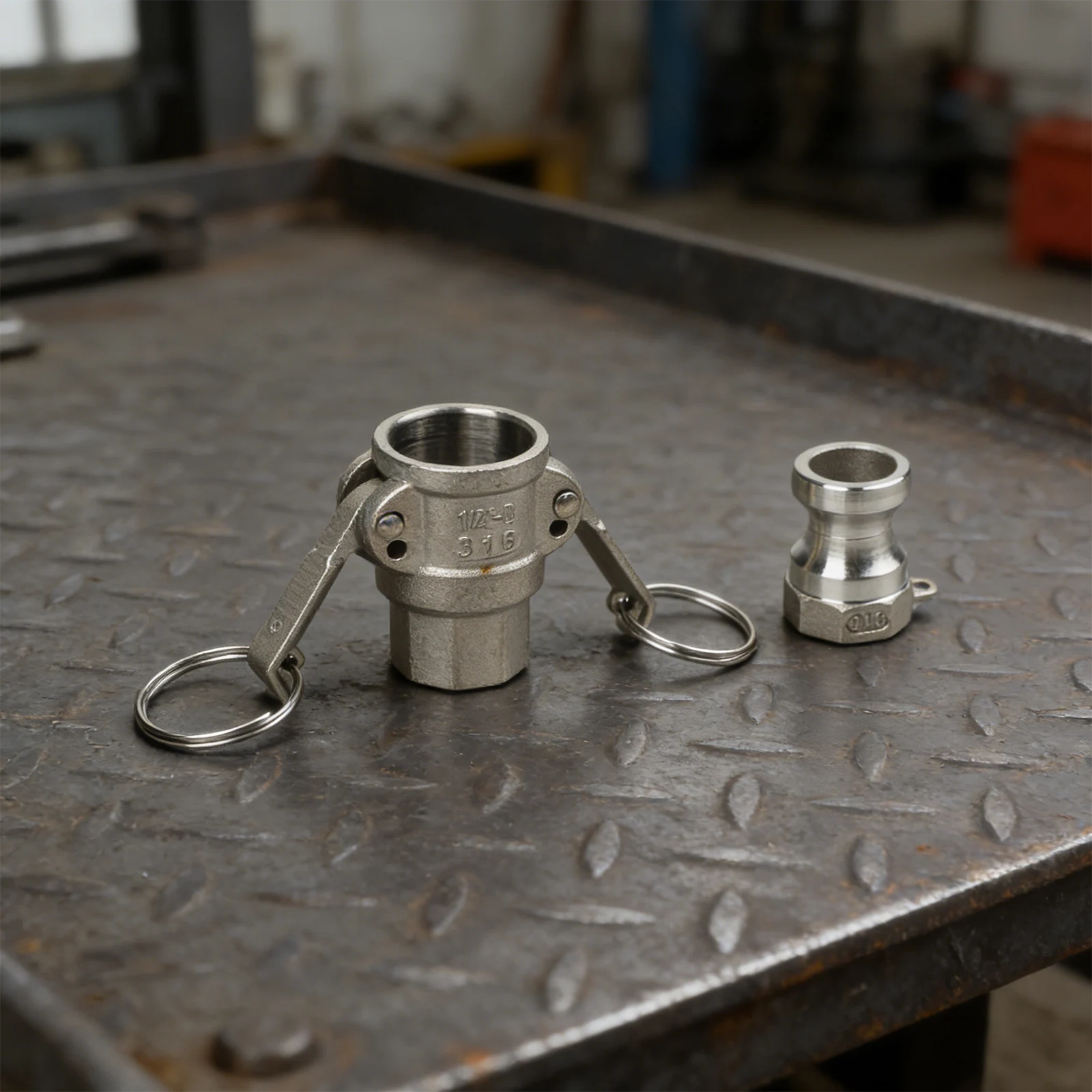 2PCS Aluminum Cam Lock Fittings Set D and A Cam and Groove Hose Fittings with Female NPT Thread for Hydraulic Oil