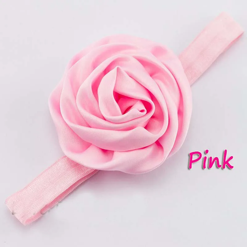 

200PCS High Quality Solid Soft Rolled Rose Fabric Flower For Children Headbands Fashion DIY Hair Accessories Headband Headwear