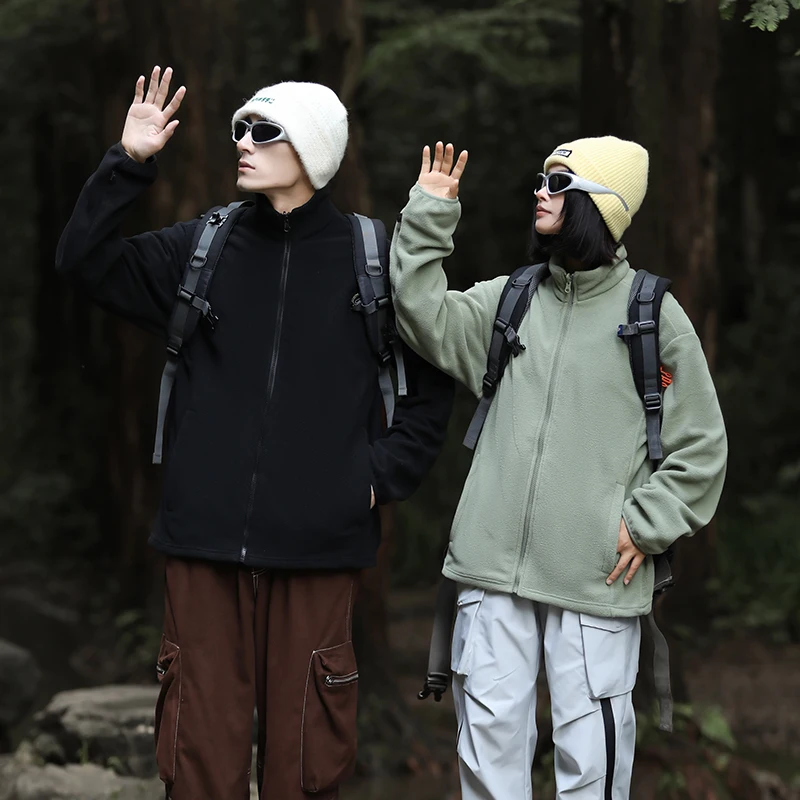 

Women Men Hiking Jacket Thin Fleece Soft Warm Coat Winter Full Zip Lightweight Windbreaker New Sports Outdoor Causal Trench Tops