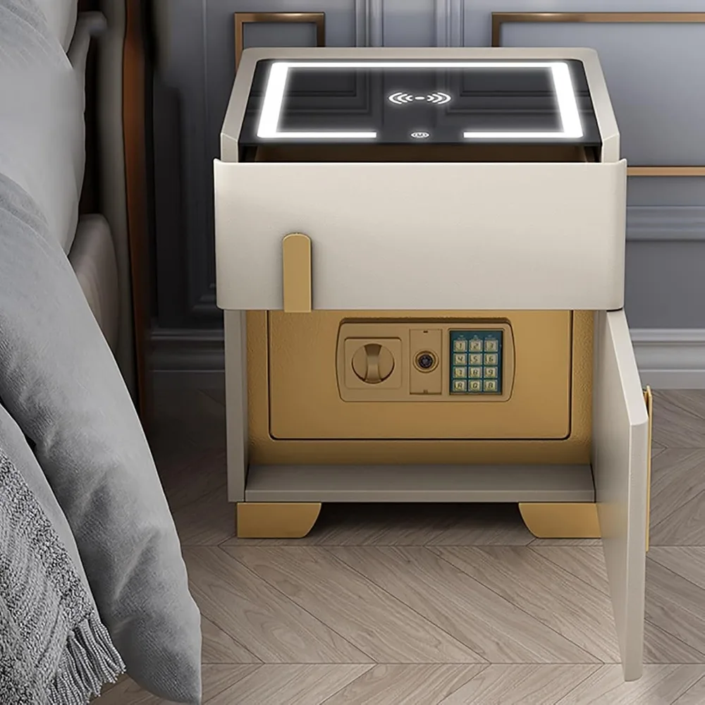 منضدة LED حديثة مع درج وآمن ومحطة شحن لغرفة النوم والمكتب #1