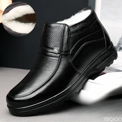 Winter Men's leather Shoes High top casual cotton Boots Wool warm comfortable shoes Fashion light Male boots Botas Homme Zapatos