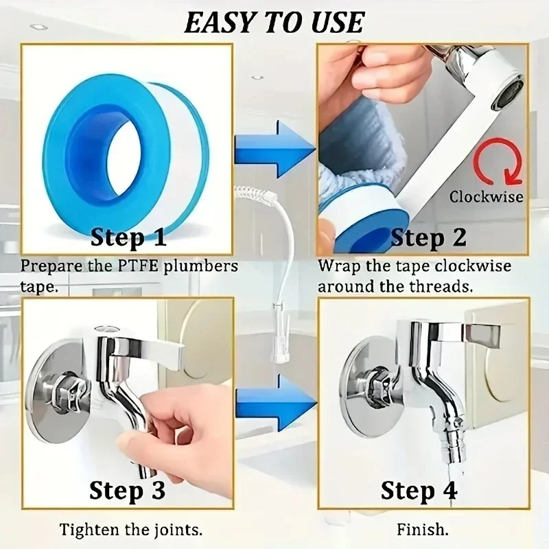 Plumbing Sealant Tape 10PCS – Leak-Proof Thread Seal Tape for Water/Gas Pipes, No Oil Needed, Easy Fix