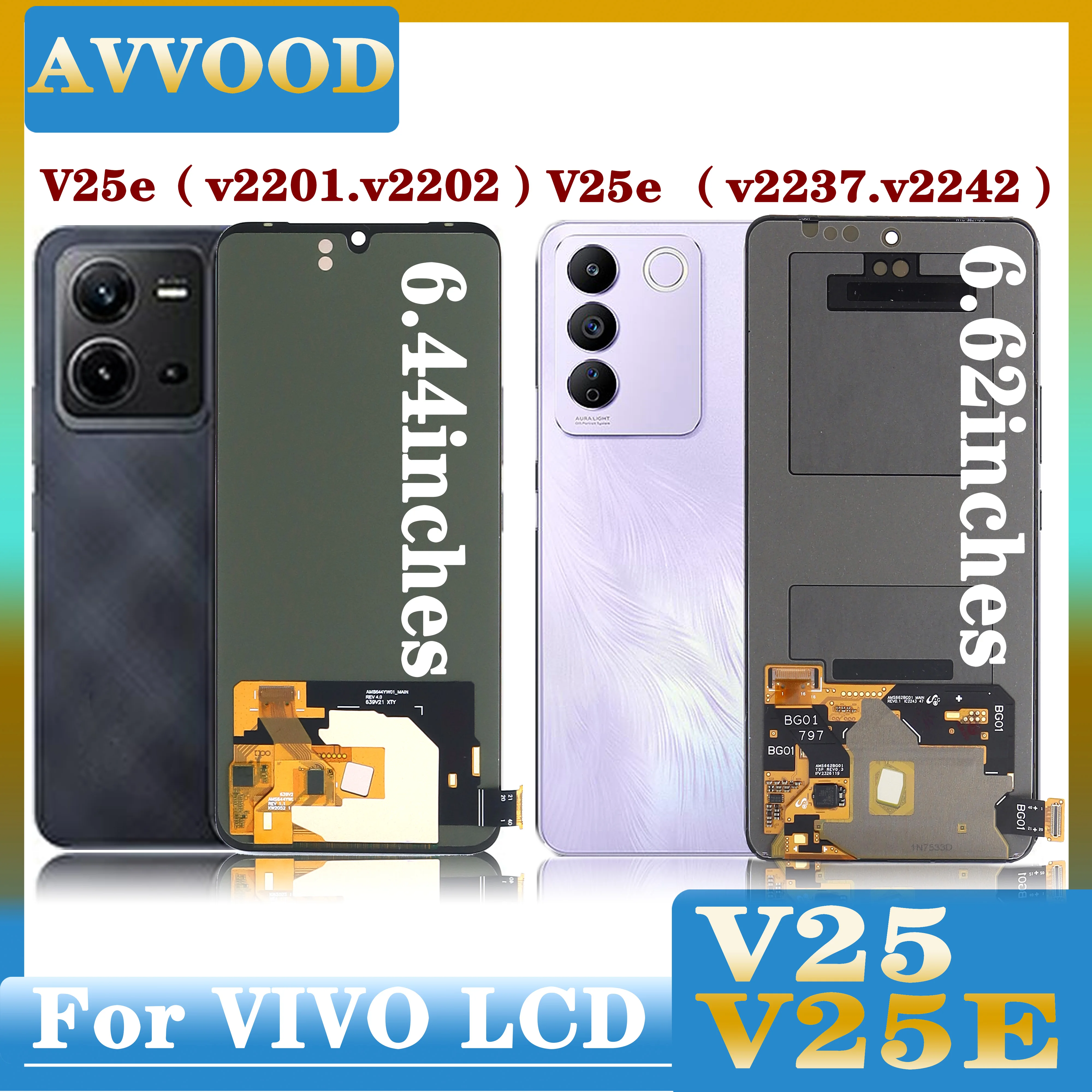 

OLED-экран для Vivo V25e V2242 V2237, ЖК-дисплей, сенсорный дигитайзер в сборе, замена для Vivo V25 LCD V2201 V2202, Dieplay ﻿