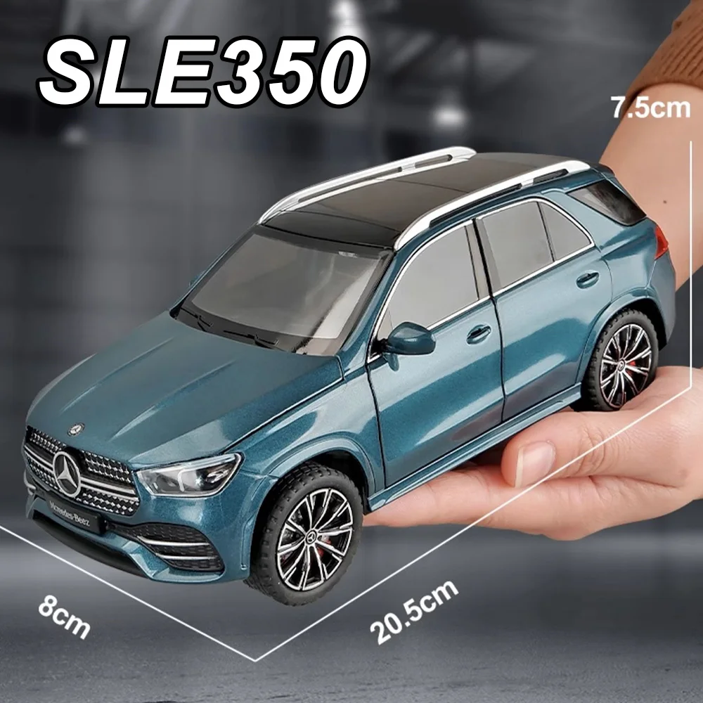 1:24 SLE350 GLS63 Modello in miniatura Pressofuso in lega Auto Giocattoli Porte aperte Suono Luce Tirare indietro Ruota anteriore Sterzo Veicolo Ragazzo Regalo