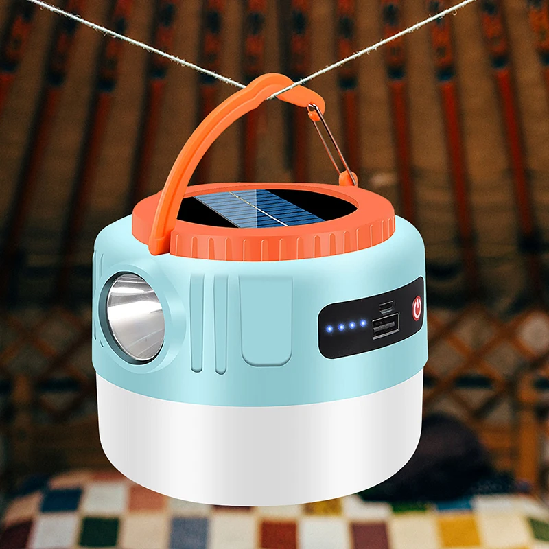 في الهواء الطلق الشمسية LED التخييم ضوء USB خيمة قابلة للشحن مصباح الفوانيس المحمولة أضواء الطوارئ للشواء المشي لمسافات طويلة السوق الليلي