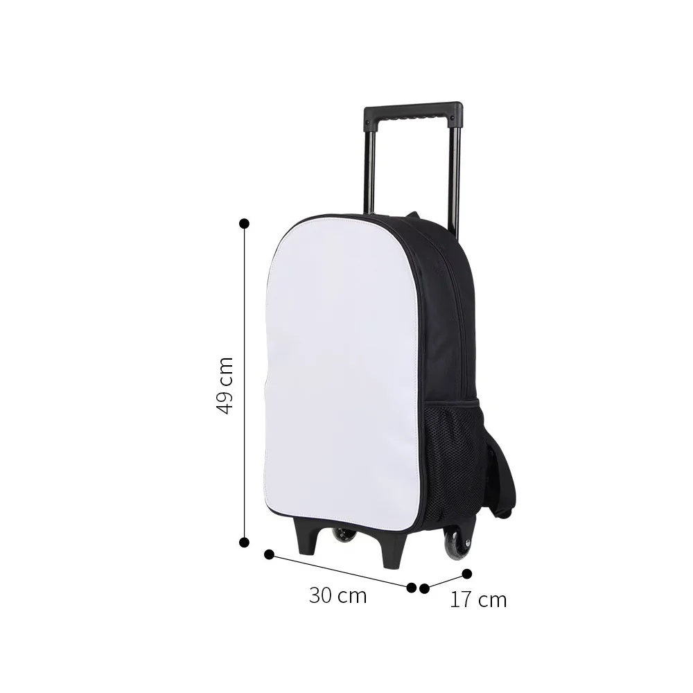 Portable Trolley School Bag Sublimation Blank Wheeled Schoolbag Student Book Bag Travel Storage Bags For Heat Transfer Print