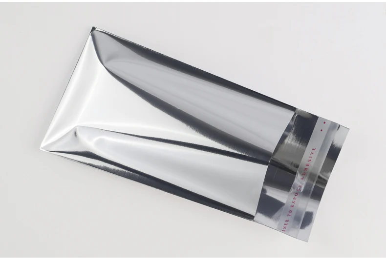 100 Stück glatte, silberne Aluminiumfolie, selbstklebende Beutel, Kunststoffverpackung, Geschenktüten, Grußkarten, Verpackung, Postkarten-Geschenktüten – Detail 11