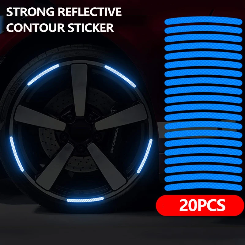 Car Wheel Hub Reflective Stripes Door Safety Opening Warning Sticker Tape Auto Rear Warning Reflective Tape Car Accessories