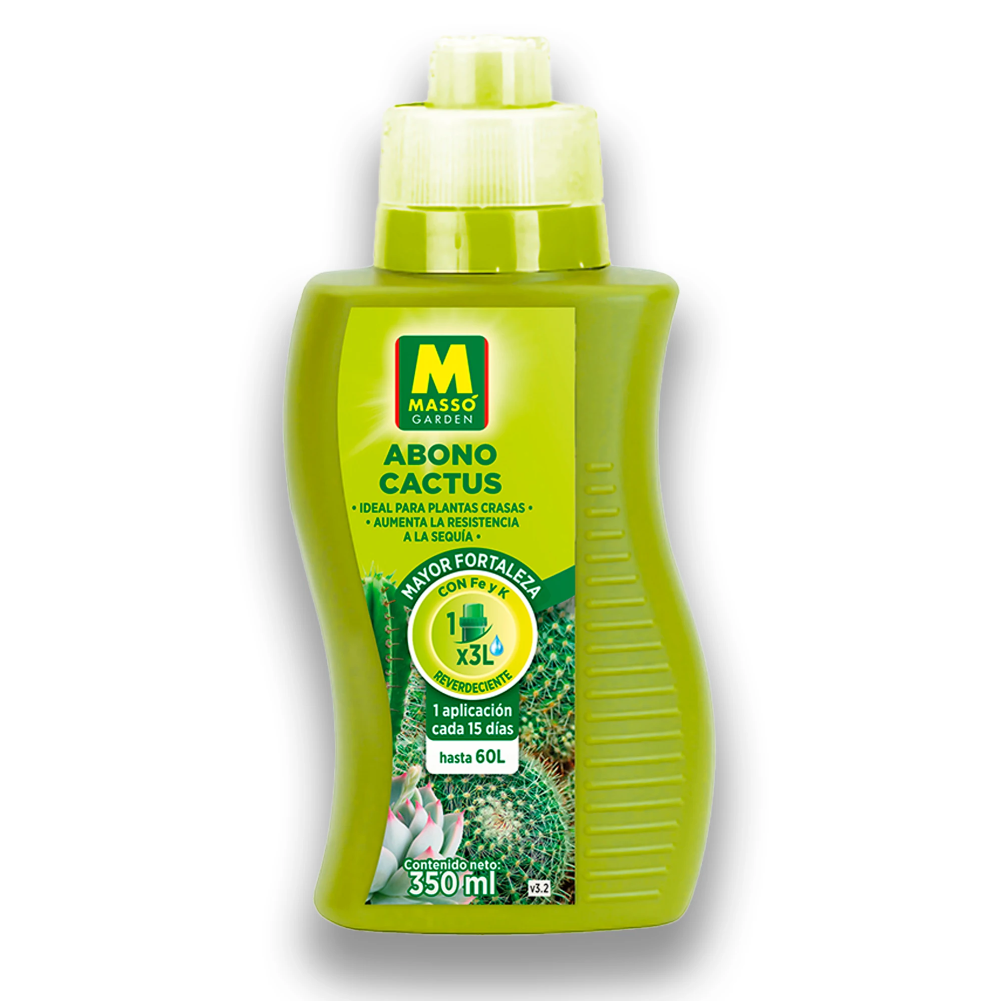 Abono Líquido para Cactus, Crasas y Suculentas PROFESIONAL | Fertilizante líquido que aumenta resistencia Sequía, Reverdece, Fortalece MUY EFECTIVO |  Uso durante todo el año | 350ML para 60 Litros de