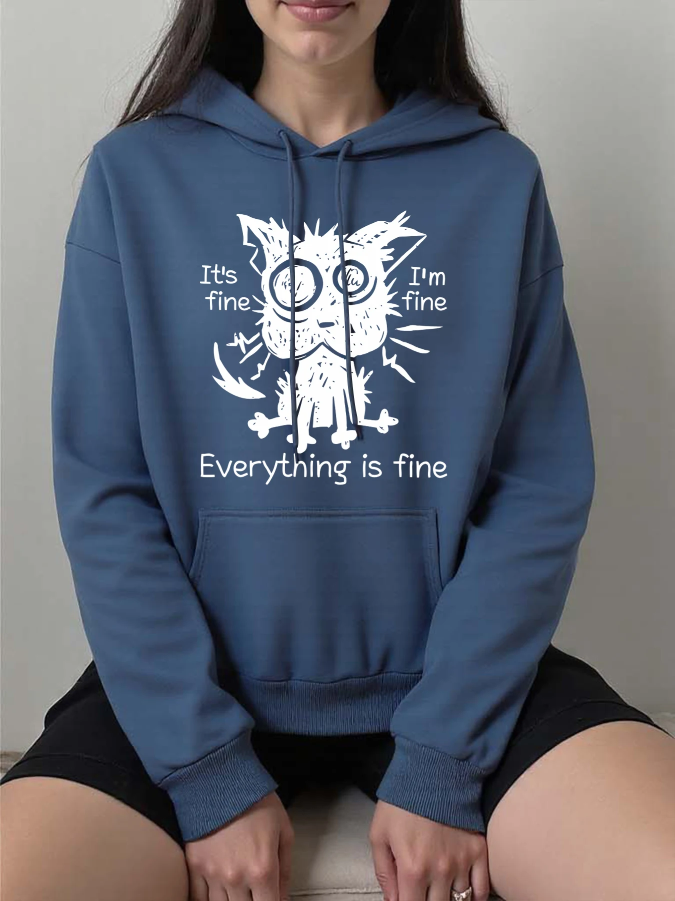 

Женские толстовки с забавным принтом собаки, флисовая повседневная толстовка с капюшоном, осенняя свободная толстовка с карманом, удобный женский пуловер