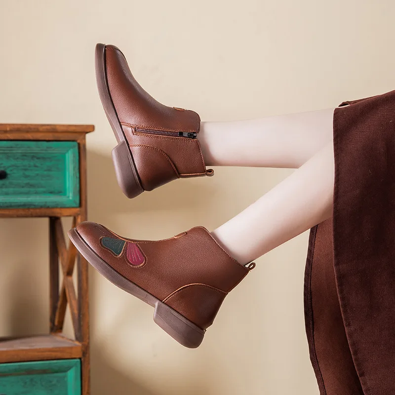 

2025 зимняя обувь, женские зимние ботинки на овечьем меху, теплые плюшевые женские ботильоны на плоской подошве, зимняя обувь для мам, большой размер 42 DX674