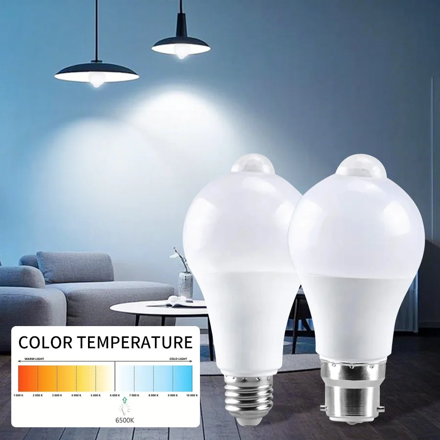 E27 B22 Base Lamp LED Motion Sensor Light Bulb PIR Auto ON/OFF Night Light For Porch Stairs Garage Bedroom Hallway Toilet image 2