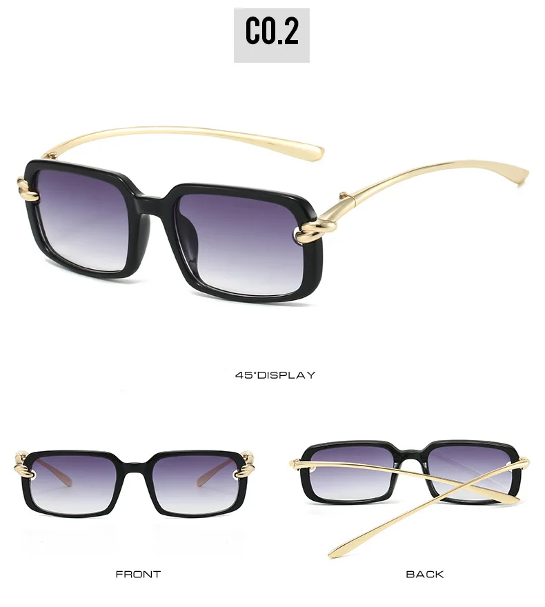 2026 Neue trendige quadratische Retro-Brille | Goldknoten-Detail und Metallbügel | Y2K Edgy-Girly-Stil – Detail 8