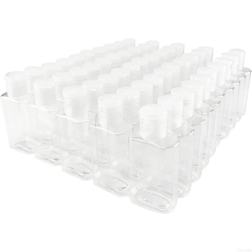 50pcs 60ml bottiglie di plastica trasparenti vuote da viaggio in PET con tappi a scatto, bottiglie superiori ricaricabili, contenitori per lozione liquida portatili