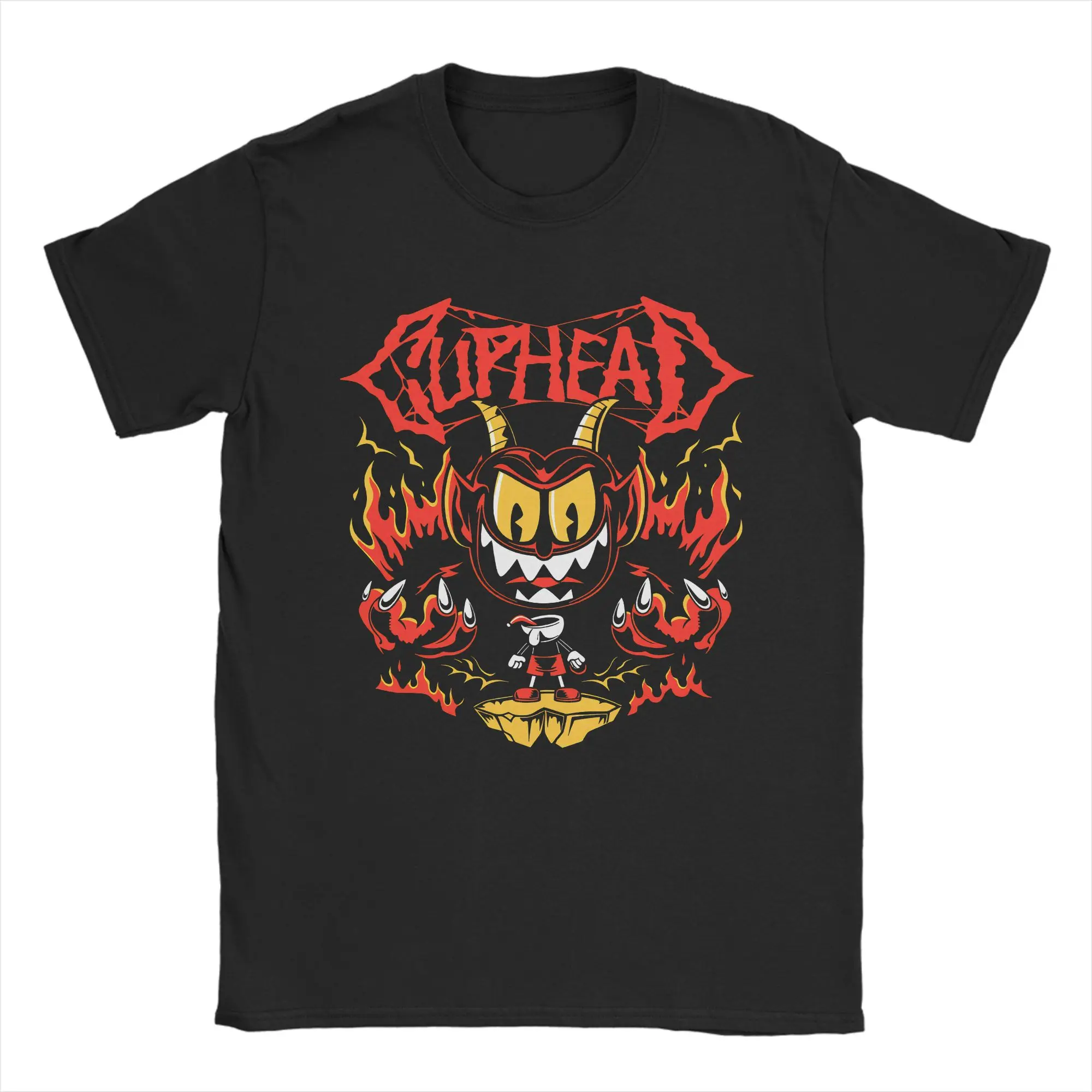Men T-Shirts Cuphead Cartoon Leisure Cotton Tees Short Sleeve  T Shirt Crew Neck Clothing Big Size