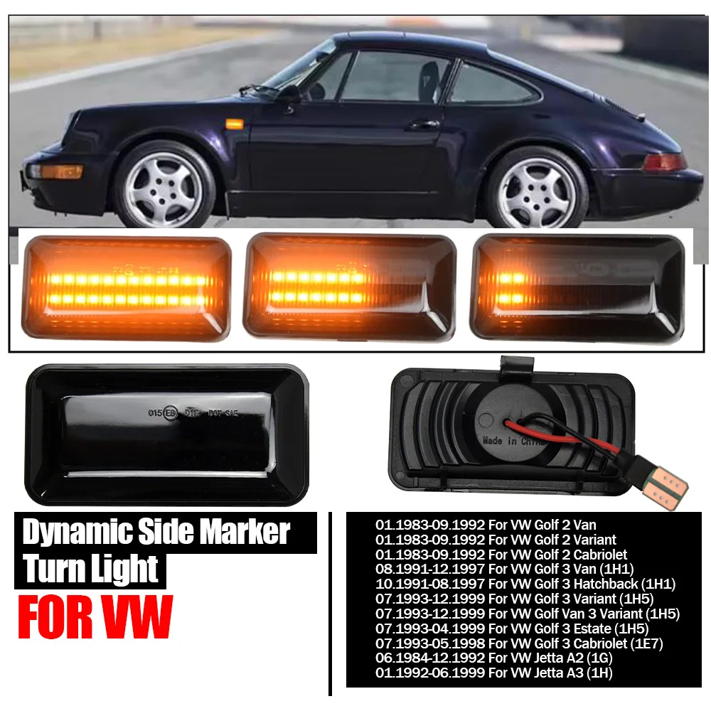 For VW Golf 2 3 Passat B3 Vento Jetta A2 A3 Seat Ibiza 2 MK2 Cordoba MK1 LED Dynamic Side Marker Light Turn Signal Blinker Lamp