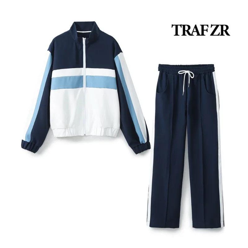 TRAFZR Zipper Cardigan Sets To Woman 2024 Tracksuit Suits Women Sets Baggy Pants Clothing Long Sleeve Sportswear Groups of Pant