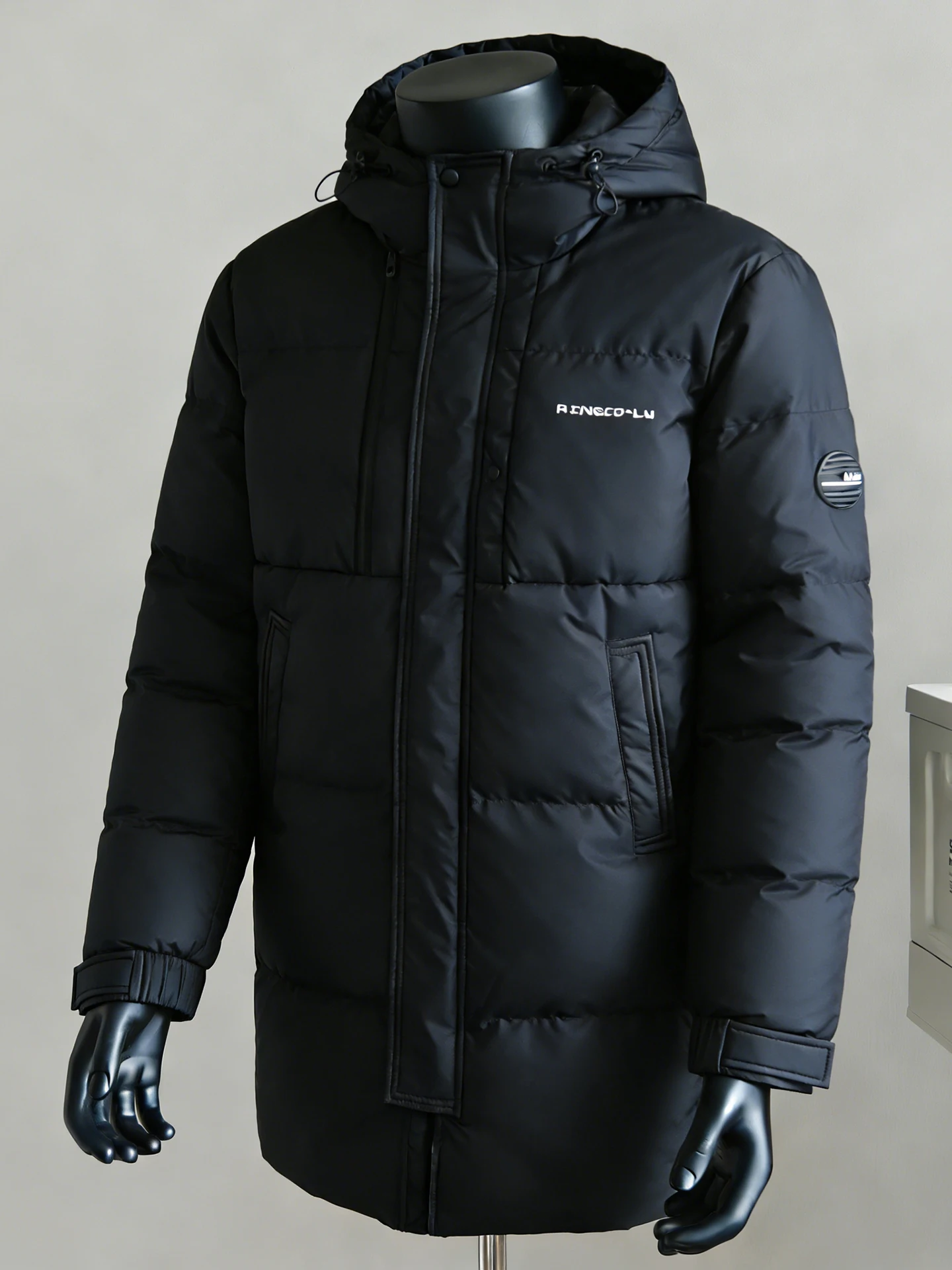 

Men's PU Leather down Jaet Du down Hooded Mid-Length Thiened Warm Winter Coat Casual Faion Outdoor Urban Sle