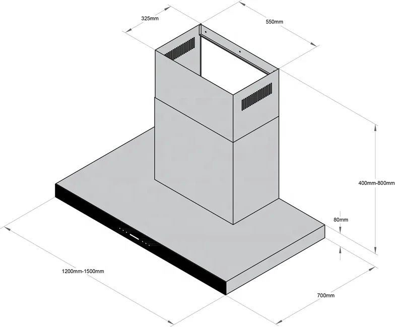 Campana extractora comercial para barbacoa, Control táctil inteligente de 4 velocidades, acero inoxidable 304, 120CM