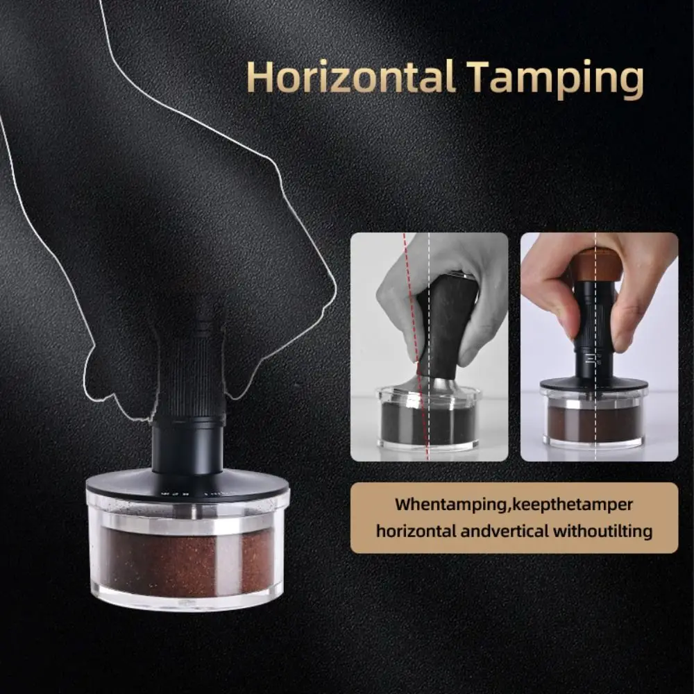 

Auto Release Espresso Machine Tamper SUS304 Sound Feedback Spring Loaded Tamper with Markings Eco-Friendly Coffee Powder Hammer