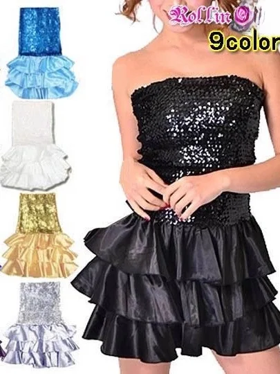 

Ultra-Short Sequin Crop Top Puffy Skirt Club Performance Costume Bodycon Bubble Dress Foot Bath Small Gift Dress for Women