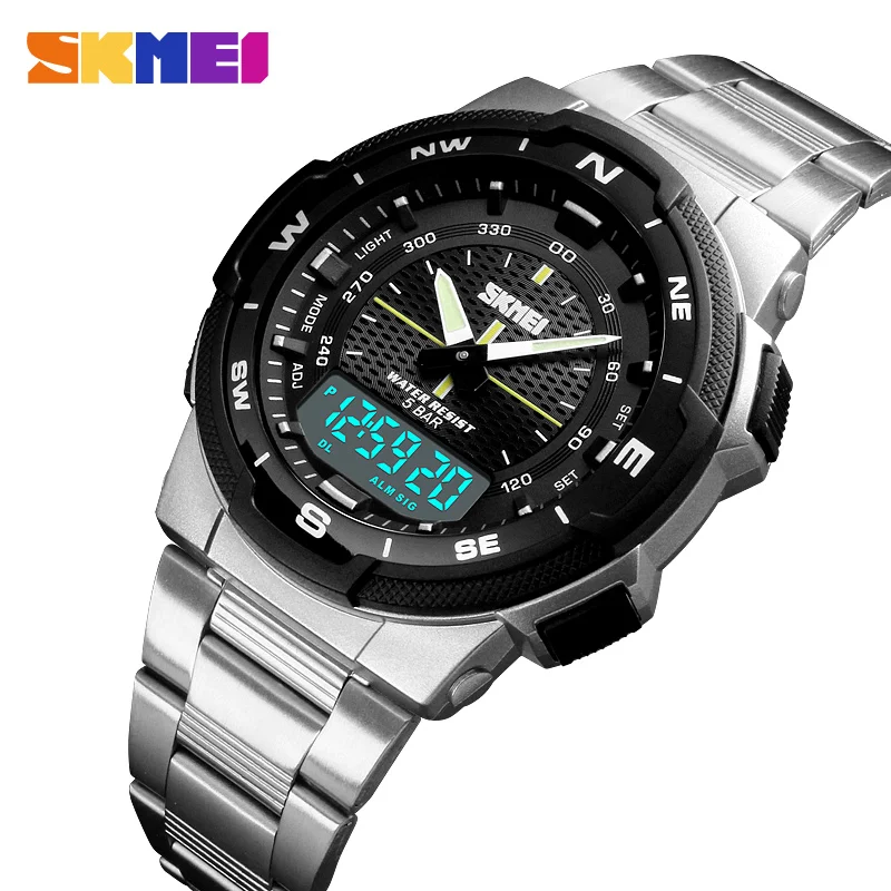 שעון עסקי מתכתי מלא יוקרתי SKMEI 1370 עמיד למים עם מנגנון קוורץ לגברים בסגנון ספורט