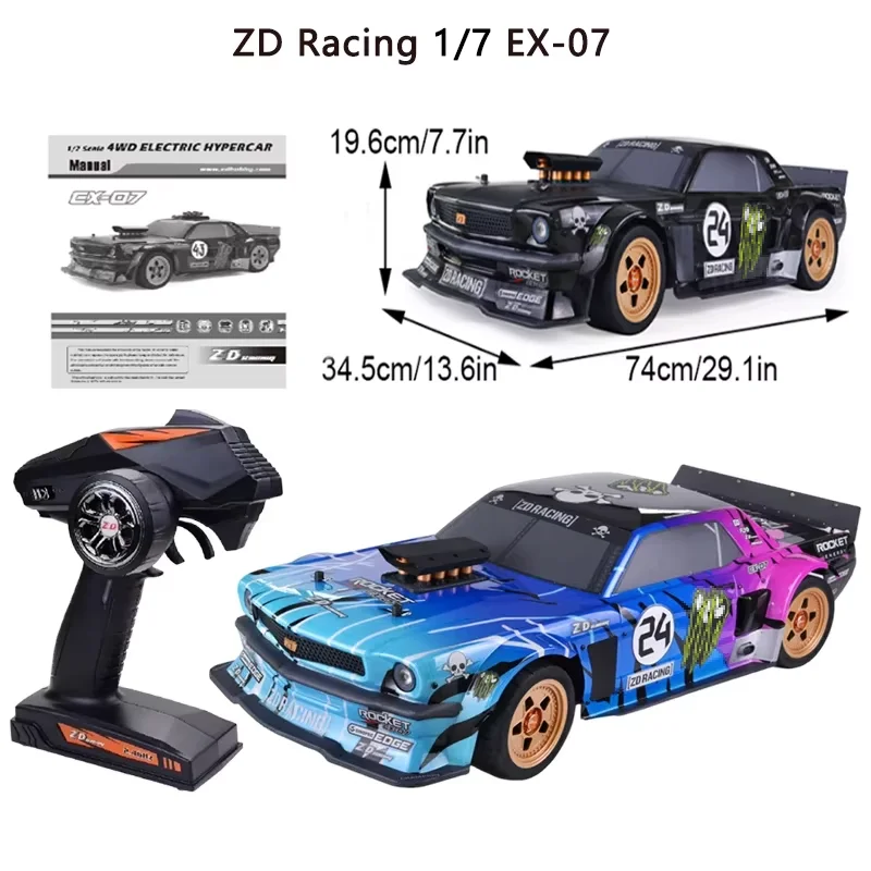 

1/7 ZD Racing EX-07 4WD Brushless Remote Control CarViolent Hypercar Electric High-speed Professional Flat Sport RC Car Model