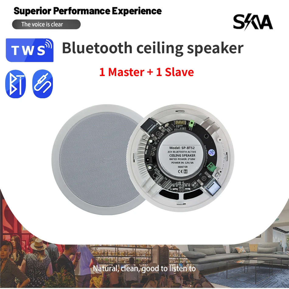 

Bluetooth In Ceiling Active Speakers 6 Inch Home Surround Sound 2 Channel Built In Wall Mount Roof Speaker Indoor Audio