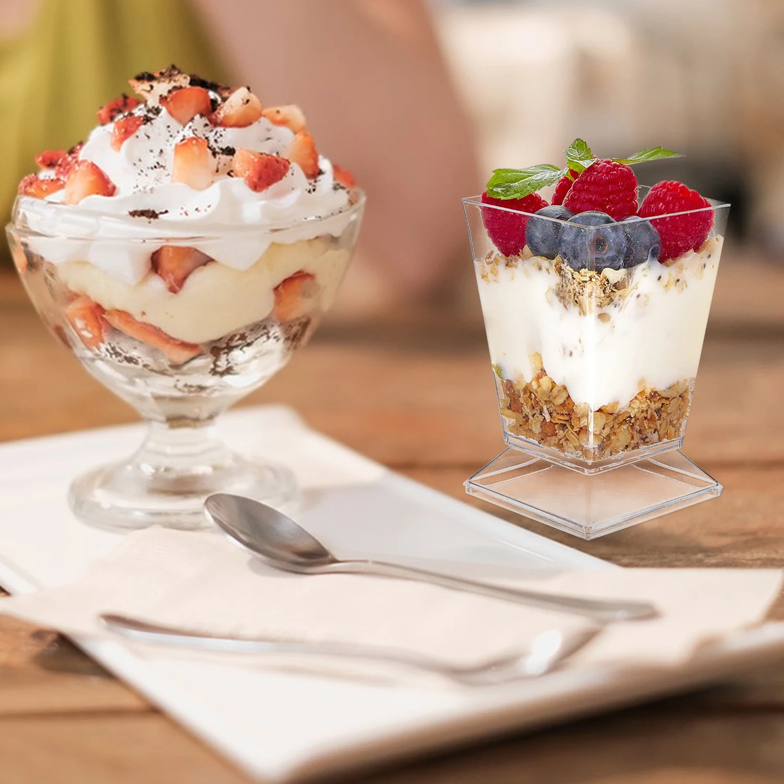 

25pcs Clear 5OZ 150ml Material Portable Tiramisu Cup Multi function Cake Multi Function Pudding Cup Cups Home Party Serving