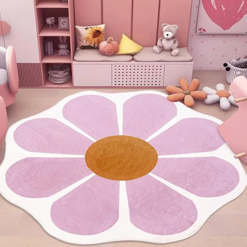 

Large Flower Rug Round 63 Inch, Circle Rug for Bedroom Living Room Washable Floral Rug