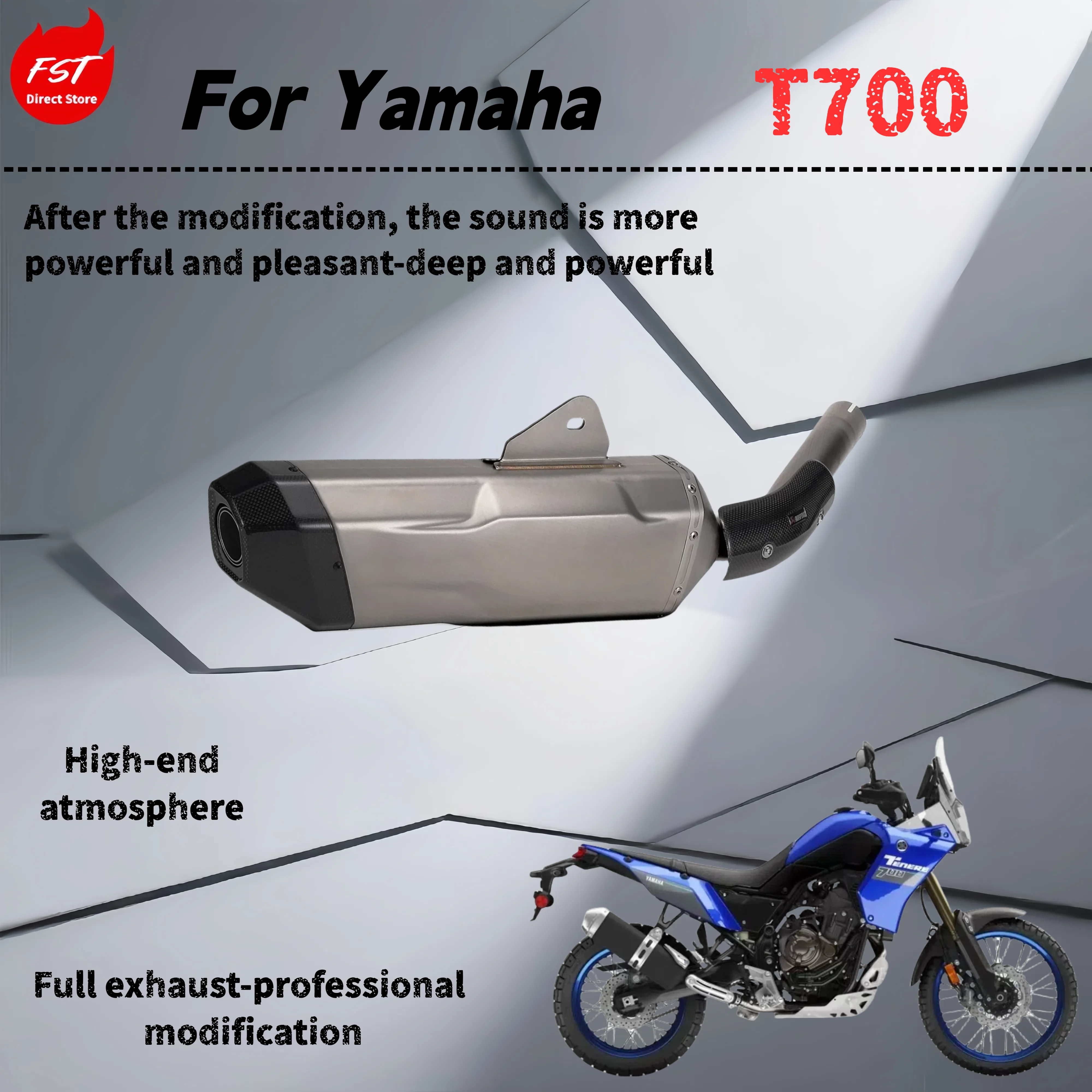 

For Yamaha T700-Modified mid-tail exhaust pipe-the sound is deep, rich and powerful