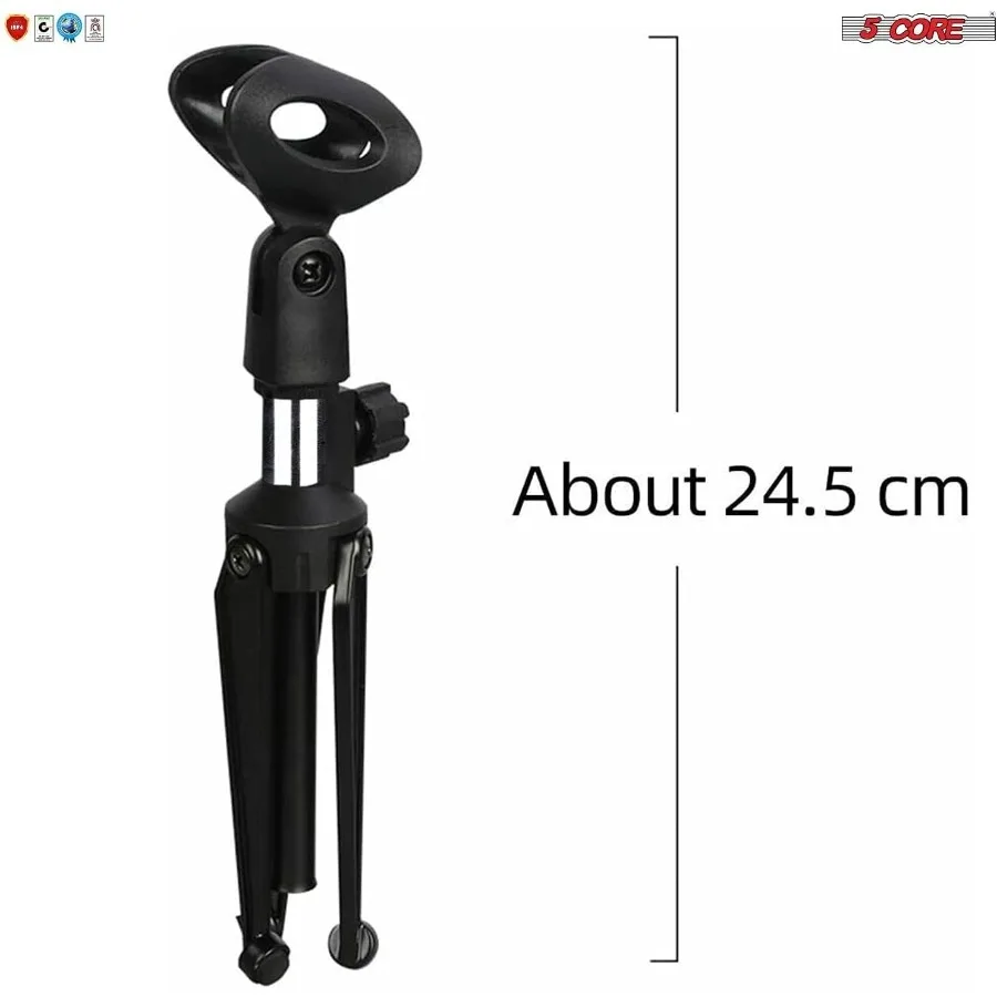 5 Core Mic Stand Desk Height Adjustable 7.512 Inch Table Tripod Microphone Holder Portable Desktop Stands Includes Universal Mi