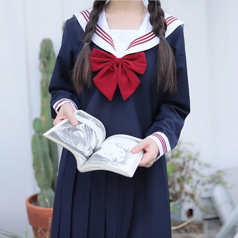 2025  Japanese School Uniforms For Girls Cute Short/Long-length Sailor Tops+Pleated Skirt Full Sets Cosplay JK Costume