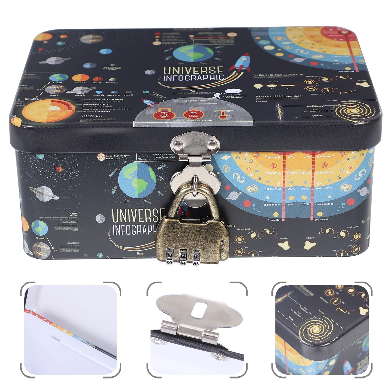 

Iron Jewelry Lock Small Creative Desktop ganizer Retro Storage Container for Desktop ganizer Box With Lock Gifts