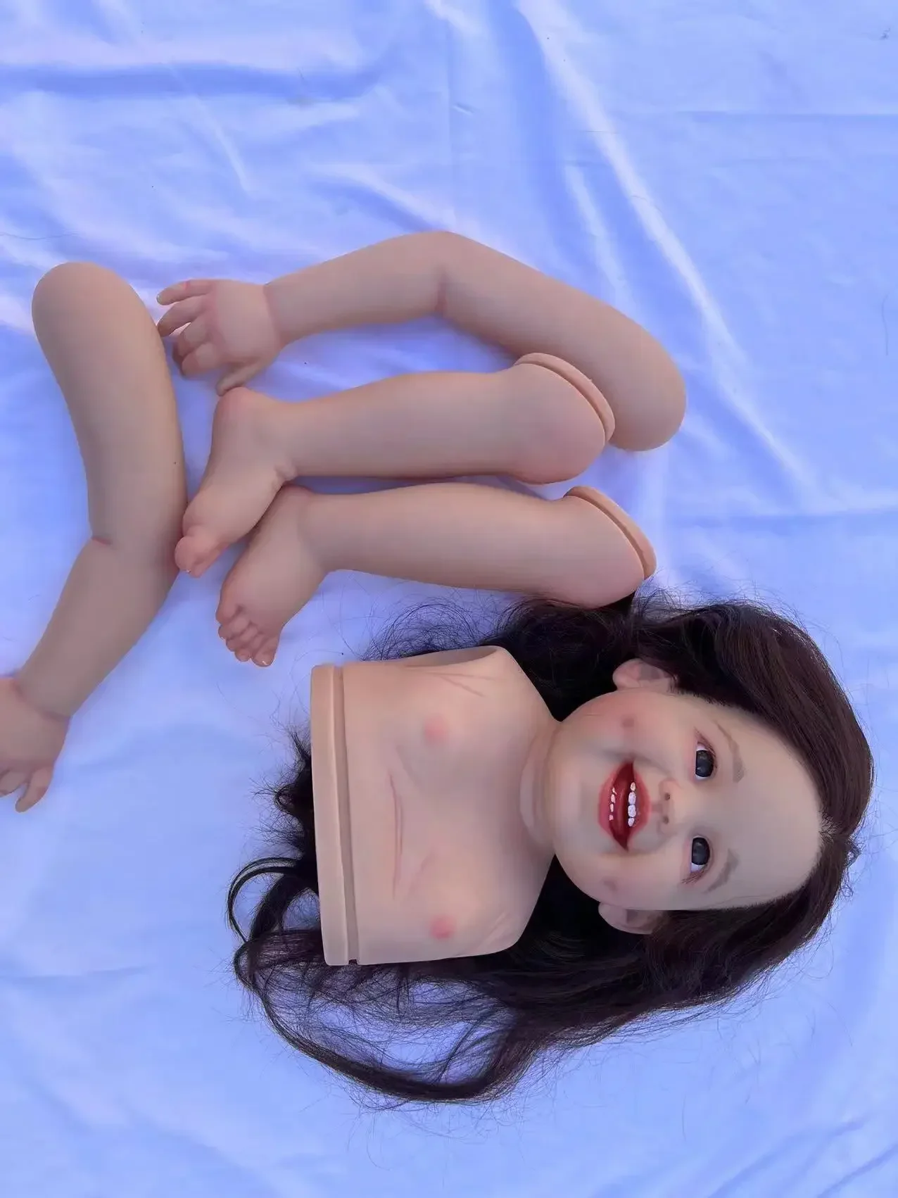 SINO-BB personalizado suministro limitado 29 pulgadas Reborn Baby Dimple pelo enraizado a mano fotos reales regalo de Navidad