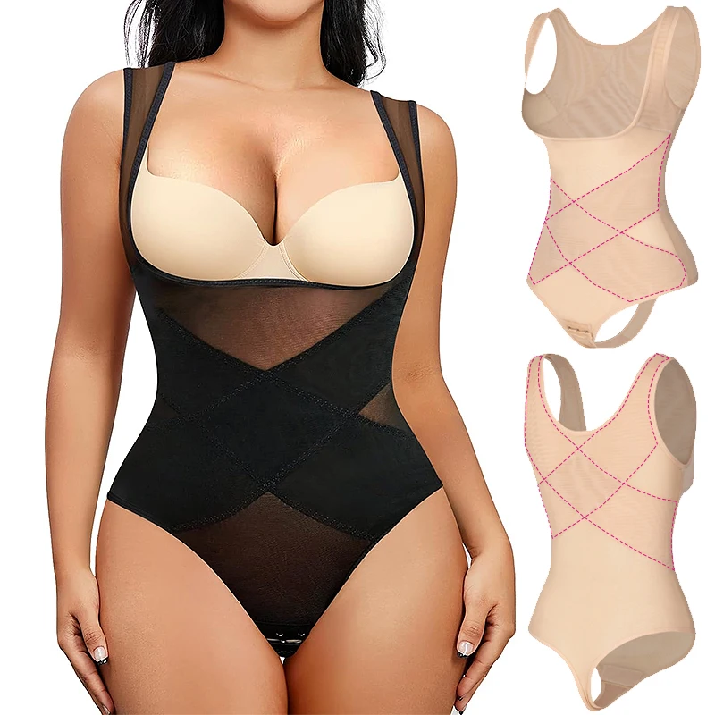 

Womens Shapewear Bodysuit Thong Tummy Control Butt Lifter Body Shaper Seamless Waist Trainer Corset X-shaped Stomach Girdles