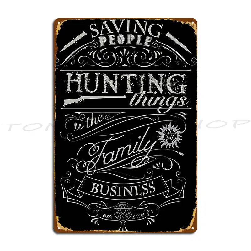 Winchester Saving People And Hunting Things Supernatural Metal Plaque Poster Garage Wall Decor Living Room Sign Poster