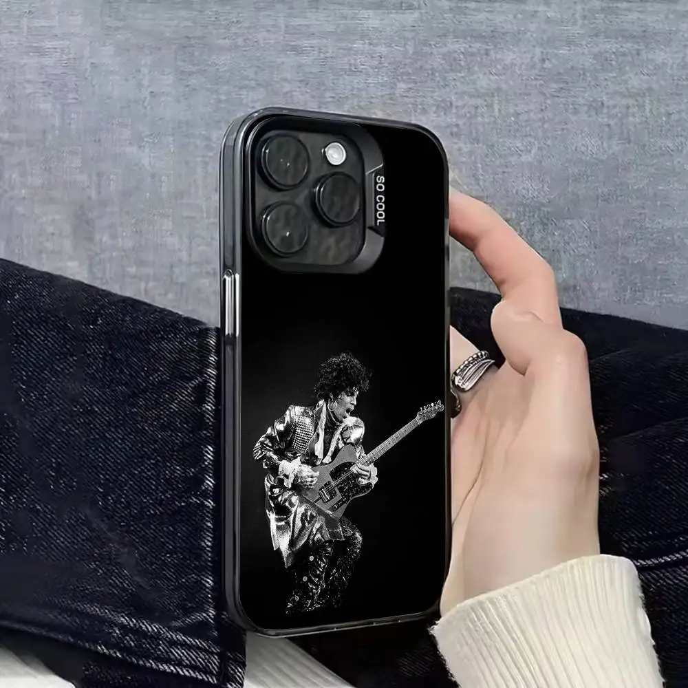 حافظة هاتف P-Prince Rogers Nelson Purple Rain لهاتف iPhone 17,16,15,14,13,12,11,Pro,Max,Plus,E,SE4,Air,Mini Black IMD