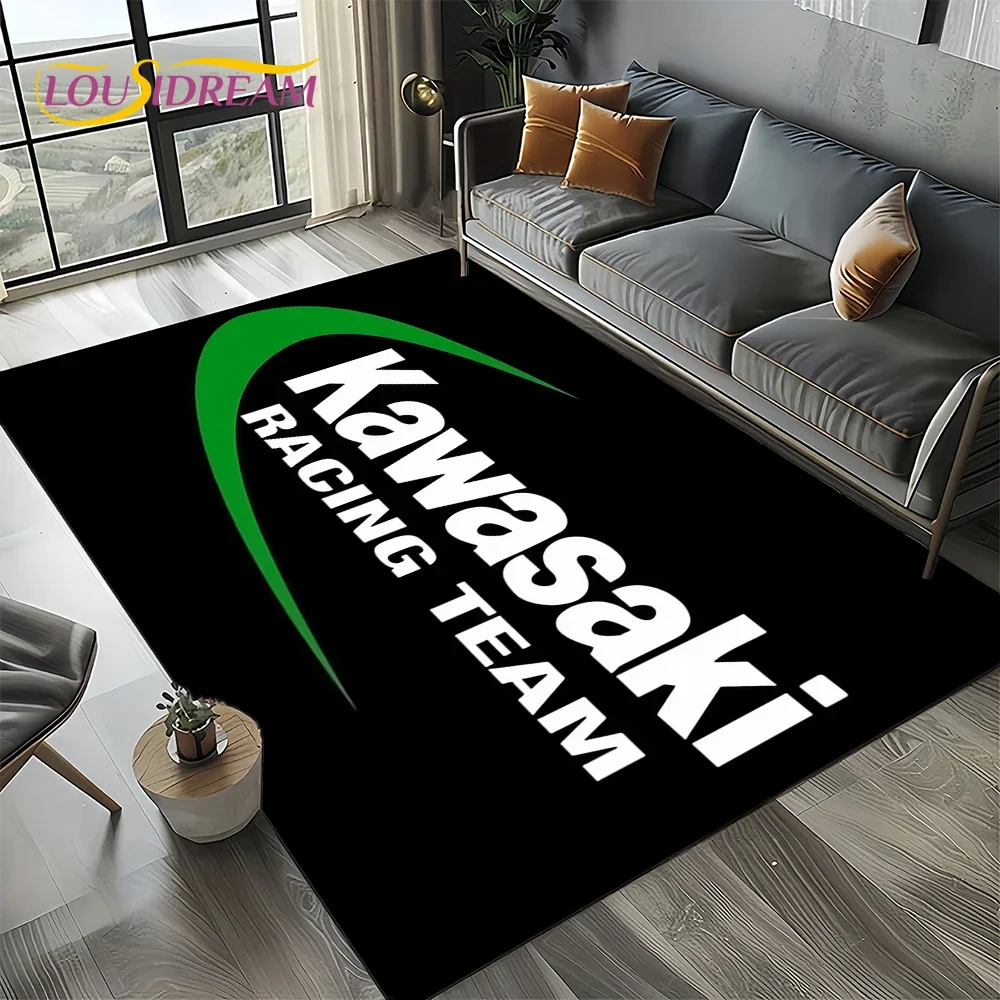 3D Racing Car Kawasaki Motorcycle Carpet Rug for Living Room Bedroom Home Sofa Decoration,Kids Area Rug Non-slip Floor Mat Gift
