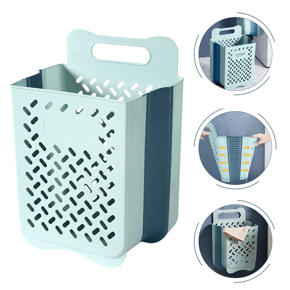 

Wall Hanging Laundry Basket Foldable Baskets Clothing Collapsible PP TPE Material Home Storage Space Saving Sturdy Structure