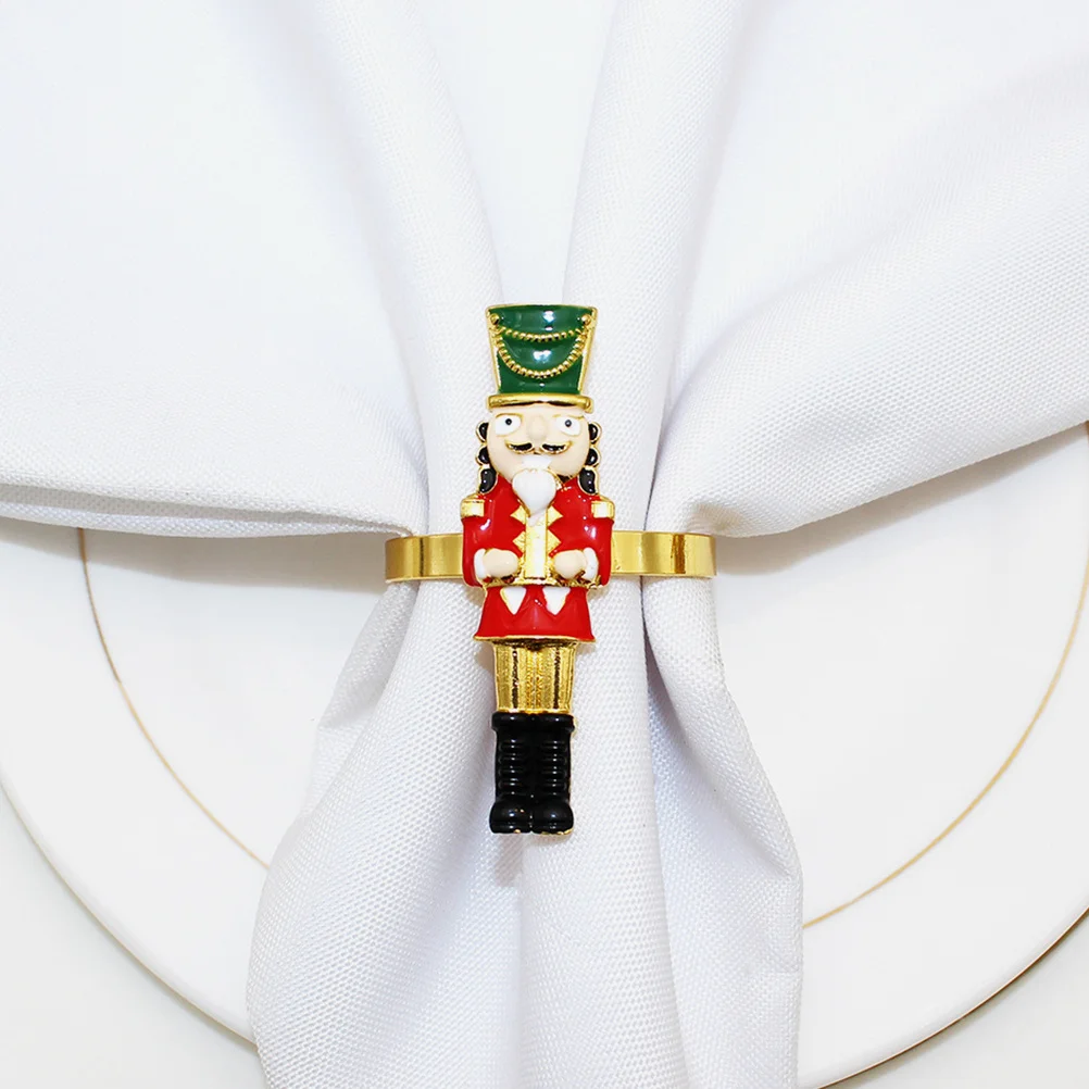 

2 шт., кольца для салфеток «Щелкунчик», сплав, Рождественский декор стола, держатели для салфеток для ужина, элегантные праздничные пряжки, пряжки для салфеток