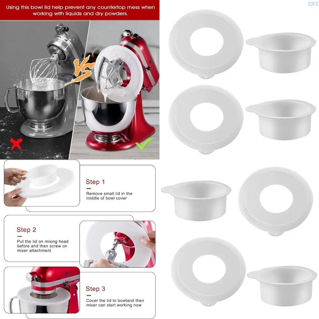 

A2UE 2PCS Plastic Dough Mixer Bowl Lid Dishwasher Safe Stand Mixer Bowl Cover