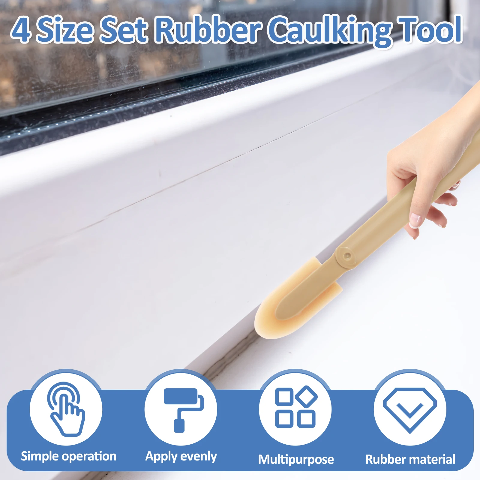 Rubber Caulking Tool Kit Caulk Finishing Tool Multifunctional Grout Sealant Caulking Smoothing Tool for Kitchen Bathroom Window