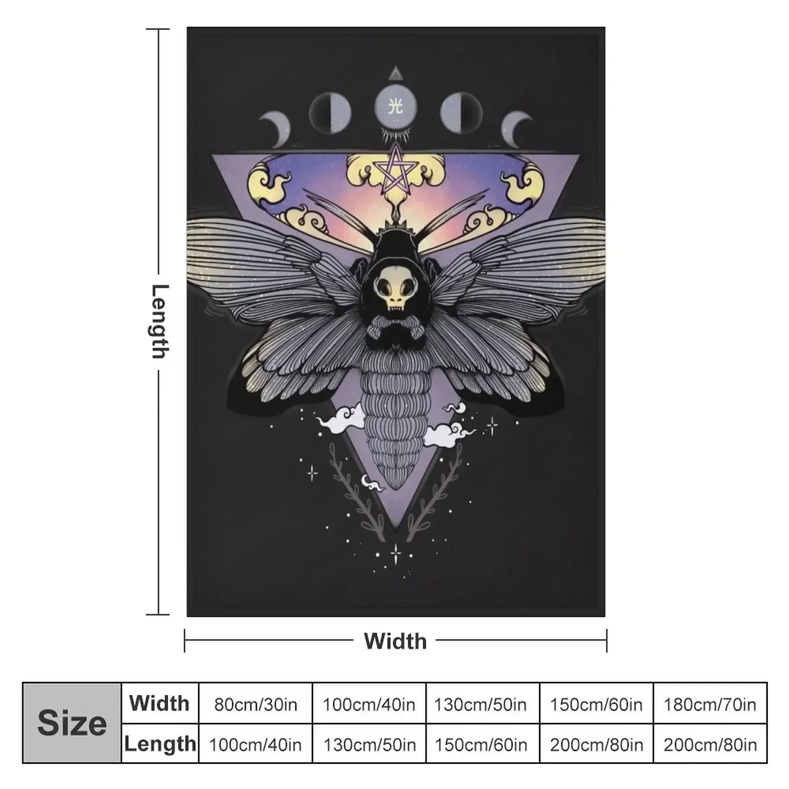 Death Head Moth Gothic Triangle Moon Phase Art Throw Blanket for babies Kid'S manga bed plaid Hair blankets ands Blankets