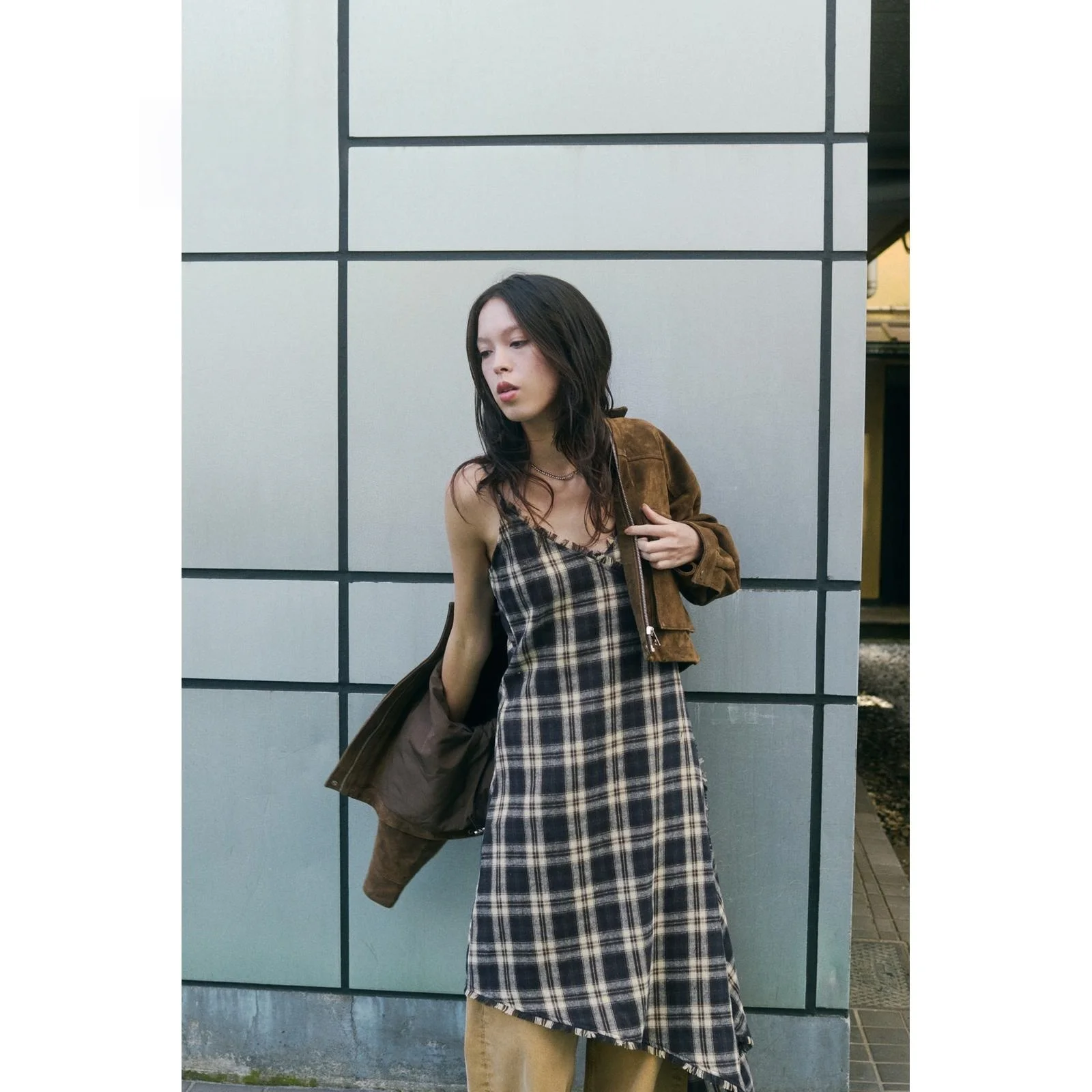 Autunno Inverno Nuove donne Beach Vaion Sle Strato con frange V Ne Plaid asimmetrico Dr Gonna da fata da donna Vestibilità ampia Ci...