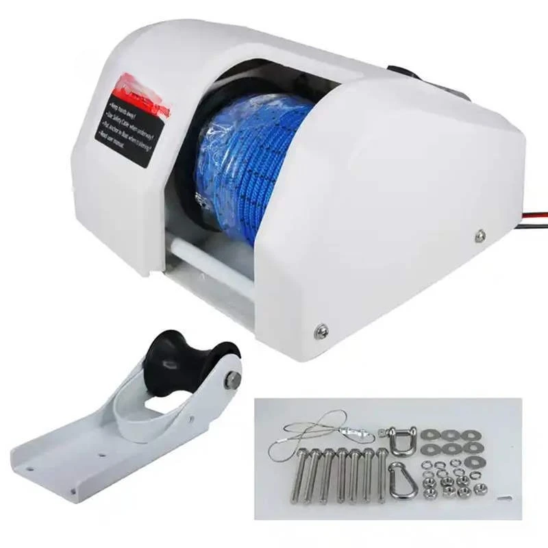 White 12V electric windlass winch suitable for anchor weight 16kg yacht ship parts seawater anchor automatic